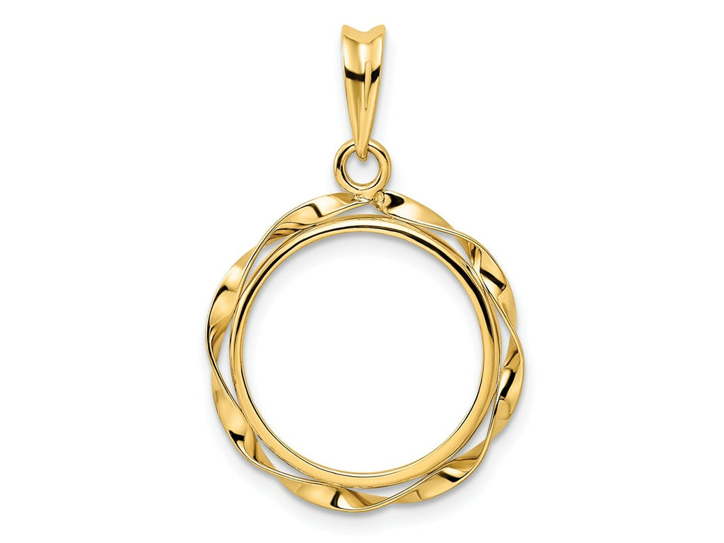 FJC Finejewelers 14 kt Yellow Gold Hand Twisted Ribbon 16.0mm Prong Coin Bezel Pendant