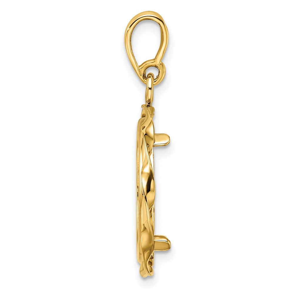 FJC Finejewelers 14 kt Yellow Gold Hand Twisted Ribbon Prong Coin Bezel Pendant 30 mm x 19 mm