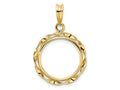 FJC Finejewelers 14 kt Yellow Gold Hand Twisted Ribbon Prong Coin Bezel Pendant 30 mm x 19 mm