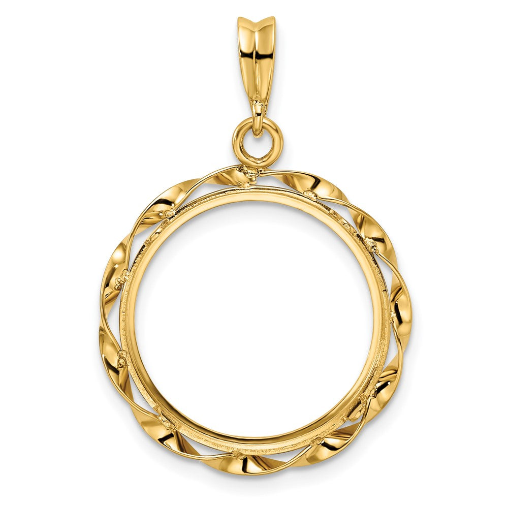FJC Finejewelers 14 kt Yellow Gold Hand Twisted Ribbon 17.8mm Prong Coin Bezel Pendant
