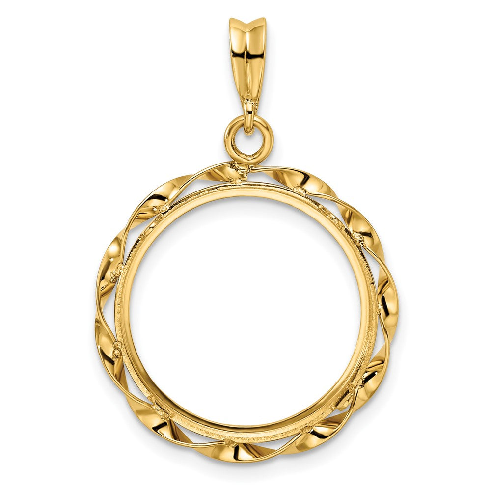 FJC Finejewelers 14 kt Yellow Gold Hand Twisted Ribbon 18.0mm Prong Coin Bezel Pendant
