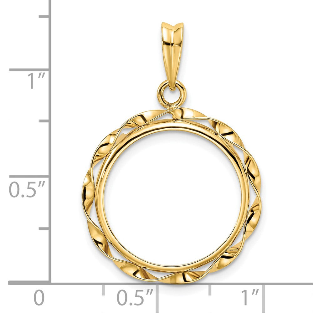 FJC Finejewelers 14 kt Yellow Gold Hand Twisted Ribbon 18.0mm Prong Coin Bezel Pendant