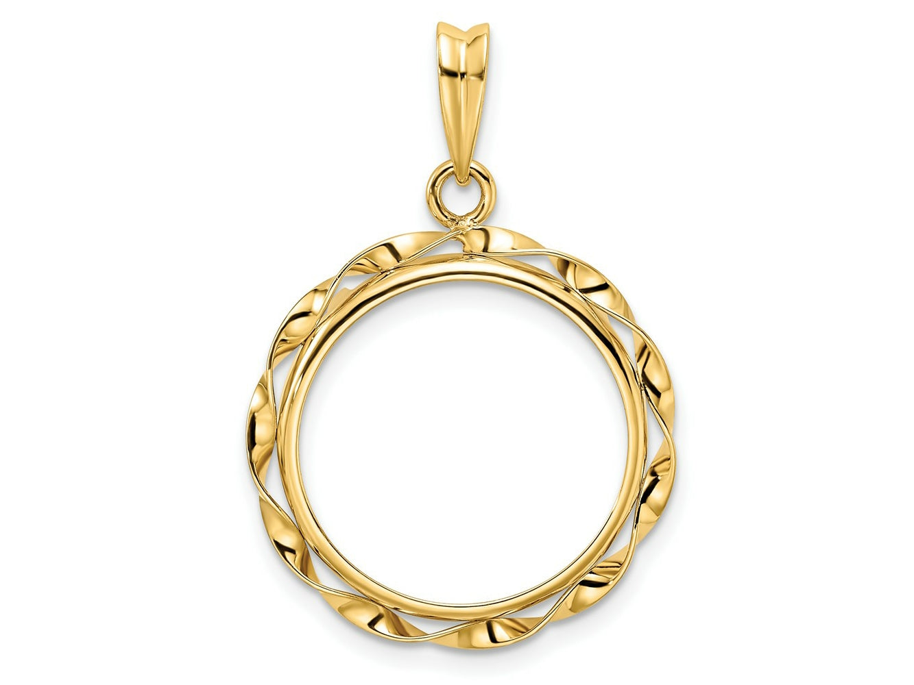 FJC Finejewelers 14 kt Yellow Gold Hand Twisted Ribbon 18.0mm Prong Coin Bezel Pendant