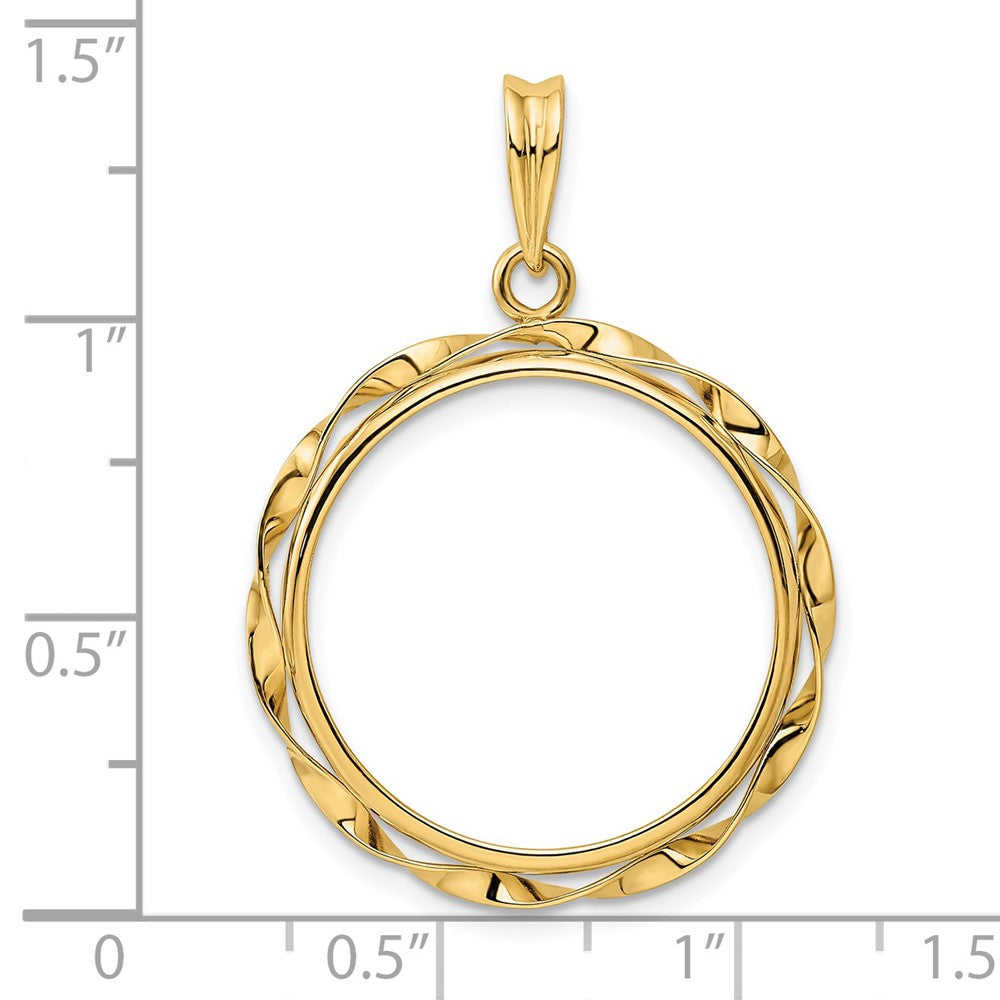 FJC Finejewelers 14 kt Yellow Gold Hand Twisted Ribbon 21.6mm Prong Coin Bezel Pendant