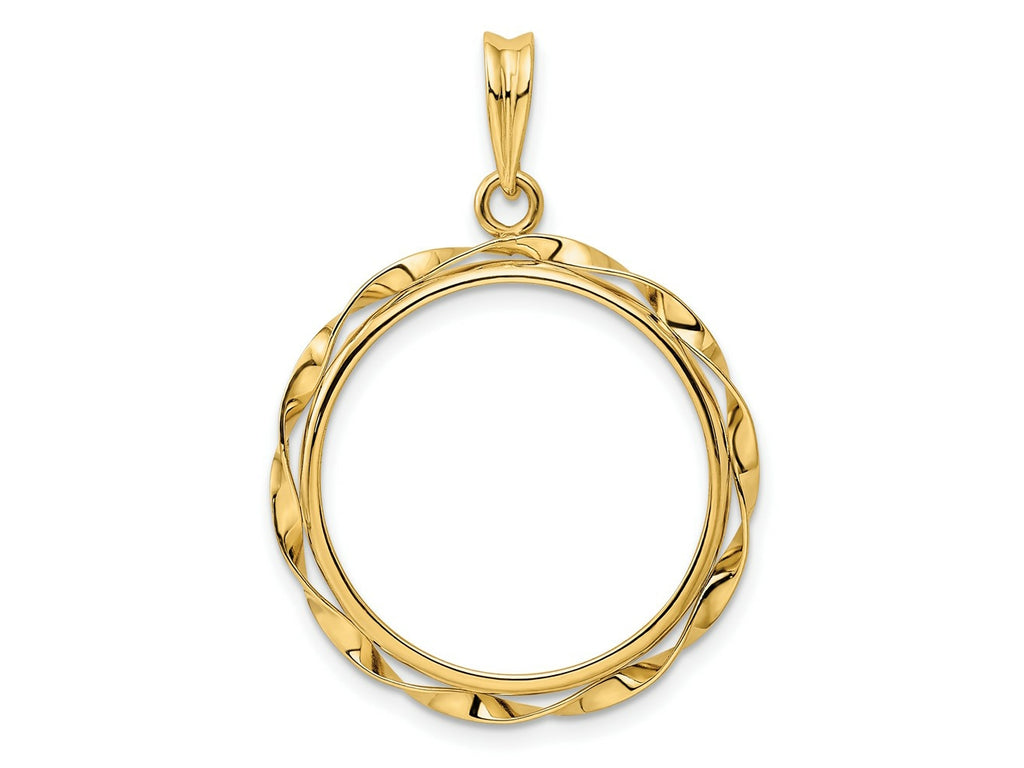 FJC Finejewelers 14 kt Yellow Gold Hand Twisted Ribbon 21.6mm Prong Coin Bezel Pendant