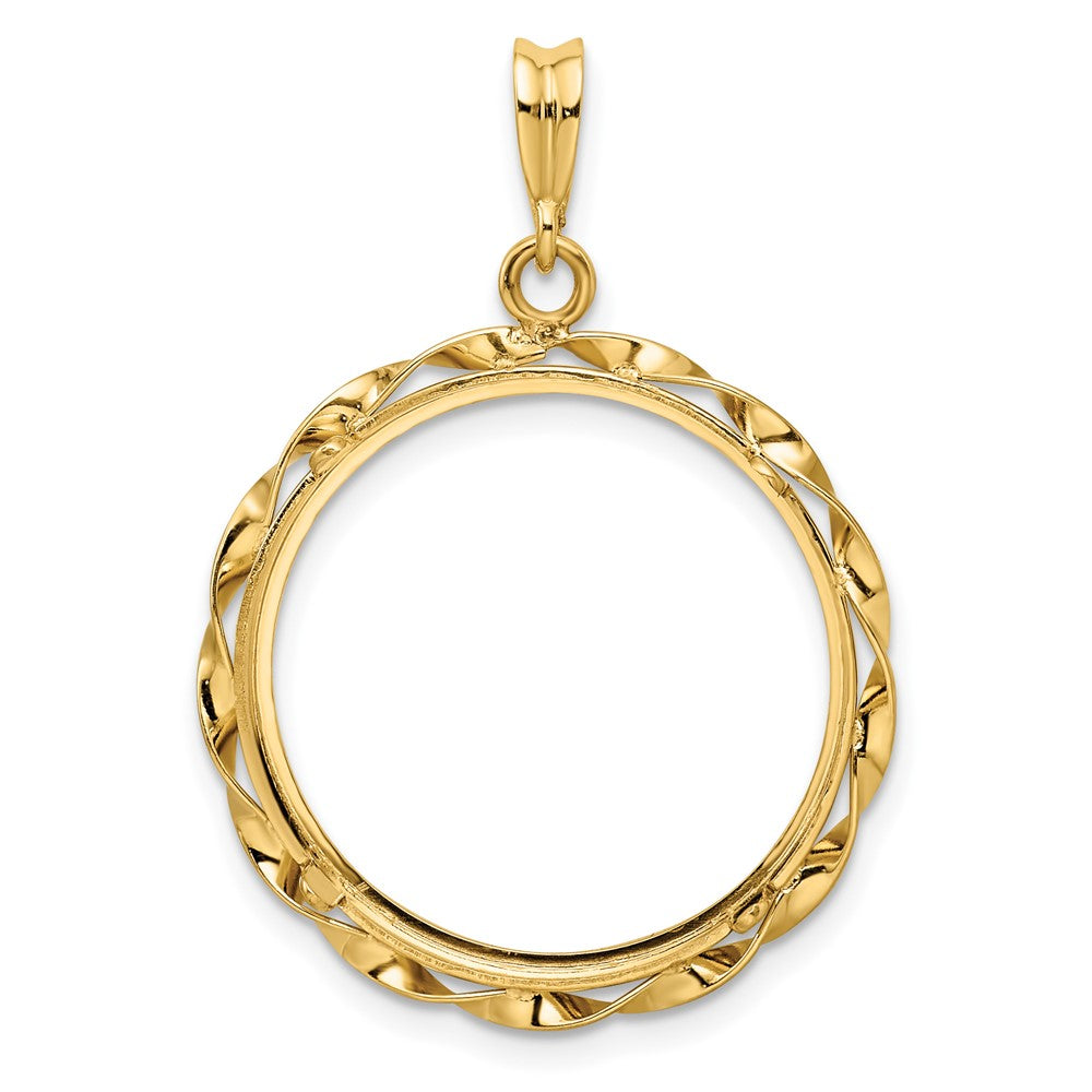 FJC Finejewelers 14 kt Yellow Gold Hand Twisted Ribbon 22.0mm Prong Coin Bezel Pendant