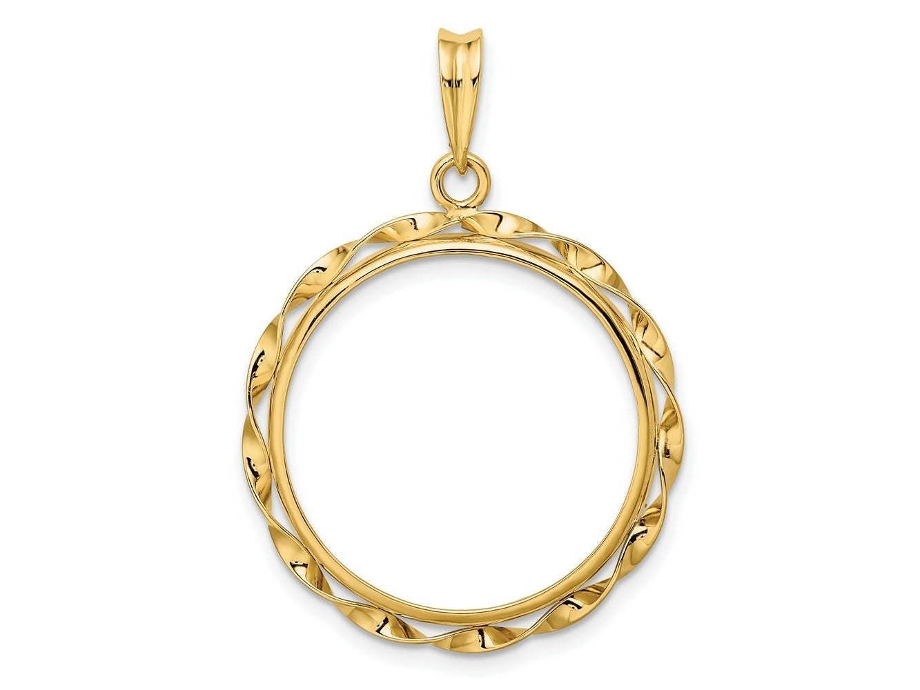 FJC Finejewelers 14 kt Yellow Gold Hand Twisted Ribbon 22.0mm Prong Coin Bezel Pendant