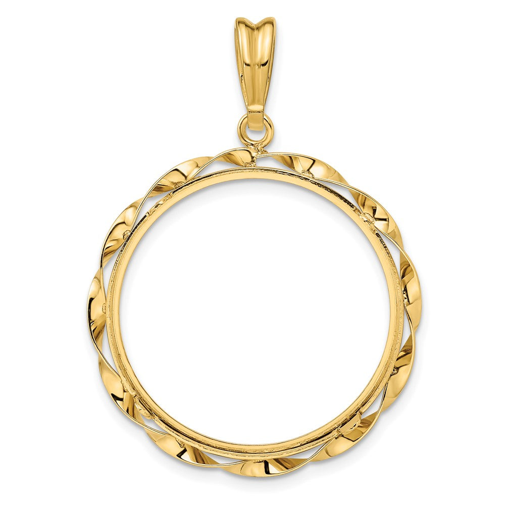 FJC Finejewelers 14 kt Yellow Gold Hand Twisted Ribbon 27.0mm Prong Coin Bezel Pendant