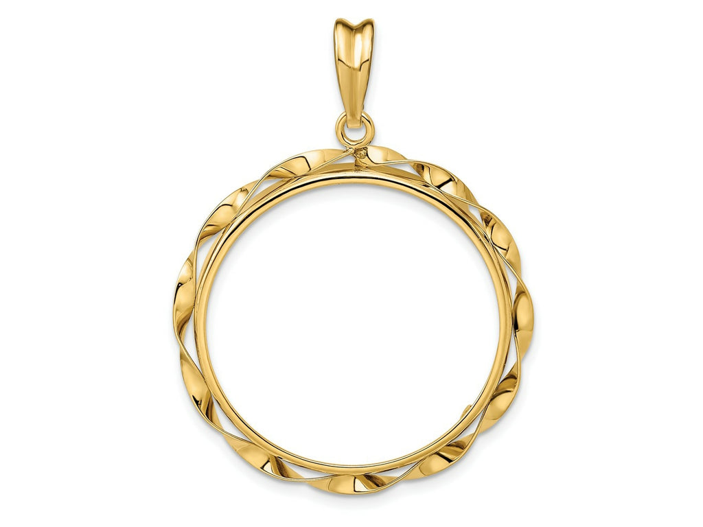 FJC Finejewelers 14 kt Yellow Gold Hand Twisted Ribbon 27.0mm Prong Coin Bezel Pendant