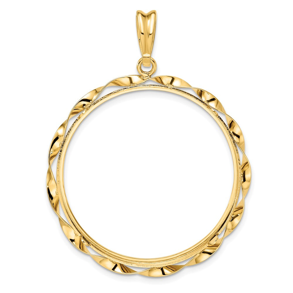 FJC Finejewelers 14 kt Yellow Gold Hand Twisted Ribbon 32.0mm Prong Coin Bezel Pendant