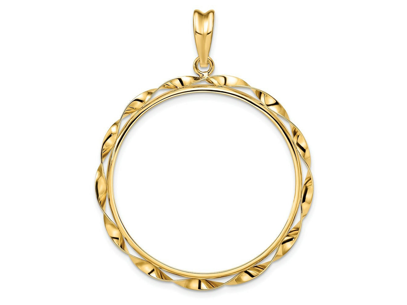 FJC Finejewelers 14 kt Yellow Gold Hand Twisted Ribbon 32.0mm Prong Coin Bezel Pendant