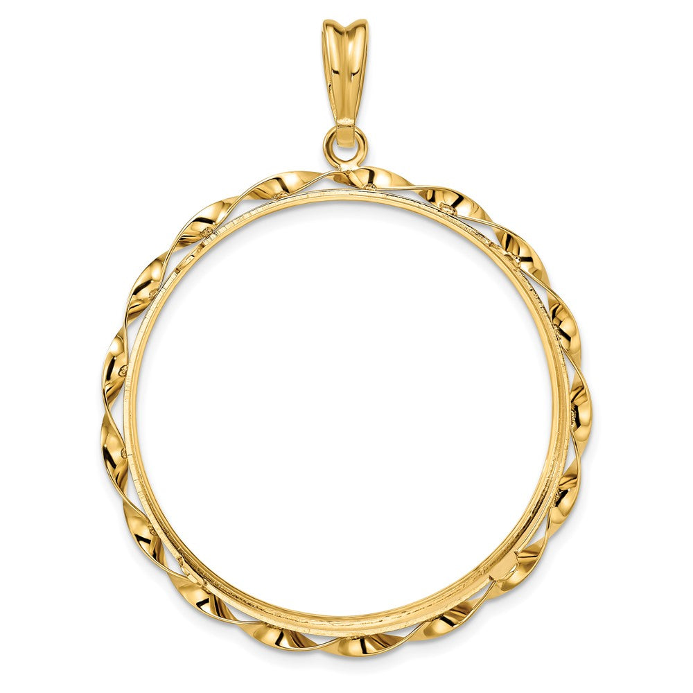 FJC Finejewelers 14 kt Yellow Gold Hand Twisted Ribbon 34.2mm Prong Coin Bezel Pendant