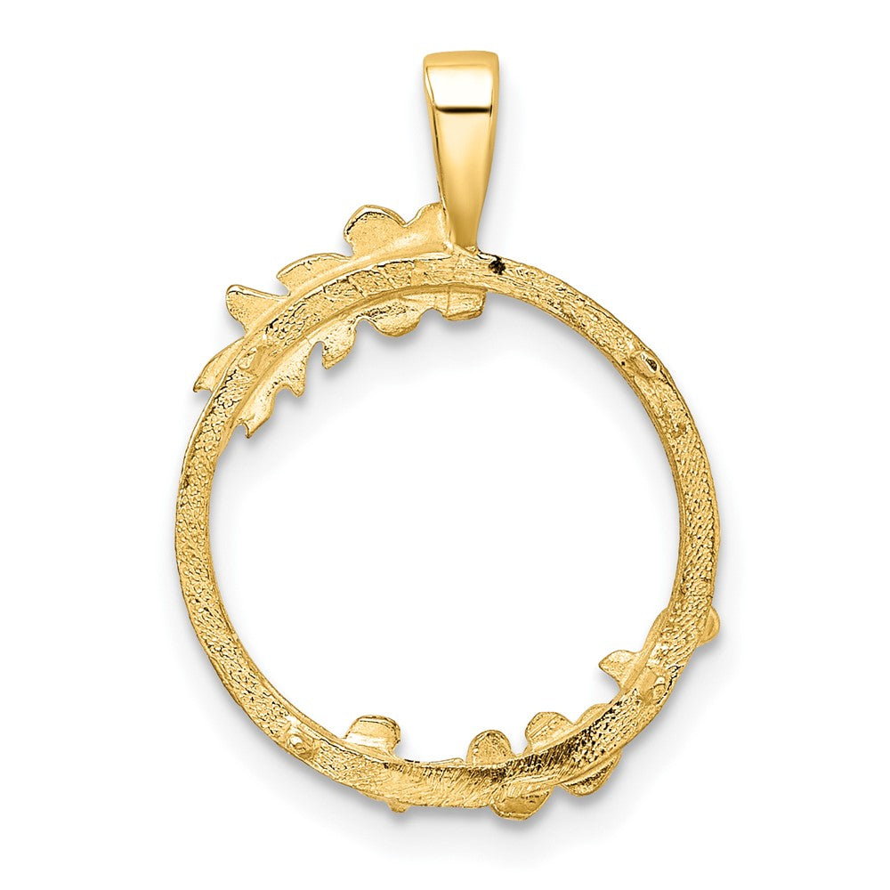 FJC Finejewelers 14 kt Yellow Gold and Satin Floral Design 14.0mm Prong Coin Bezel Pendant