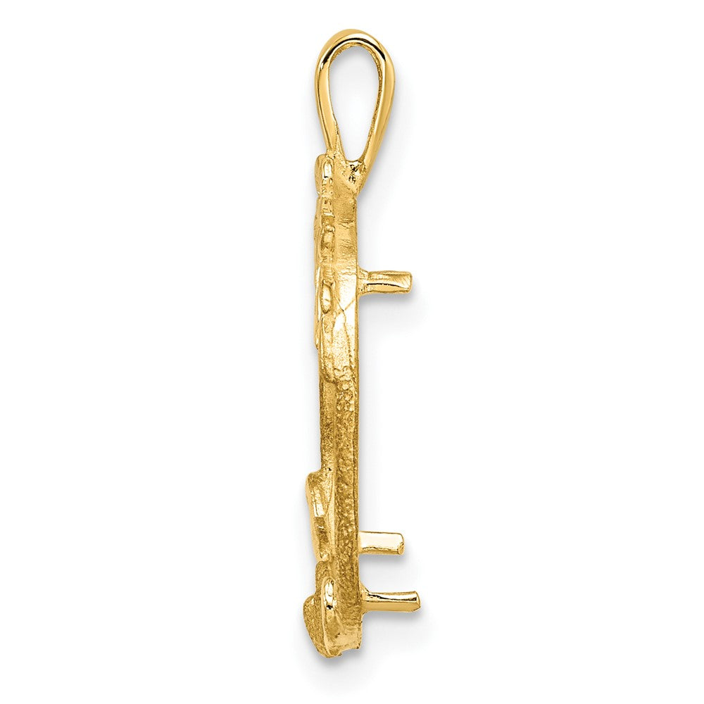 FJC Finejewelers 14 kt Yellow Gold and Satin Floral Design 14.0mm Prong Coin Bezel Pendant
