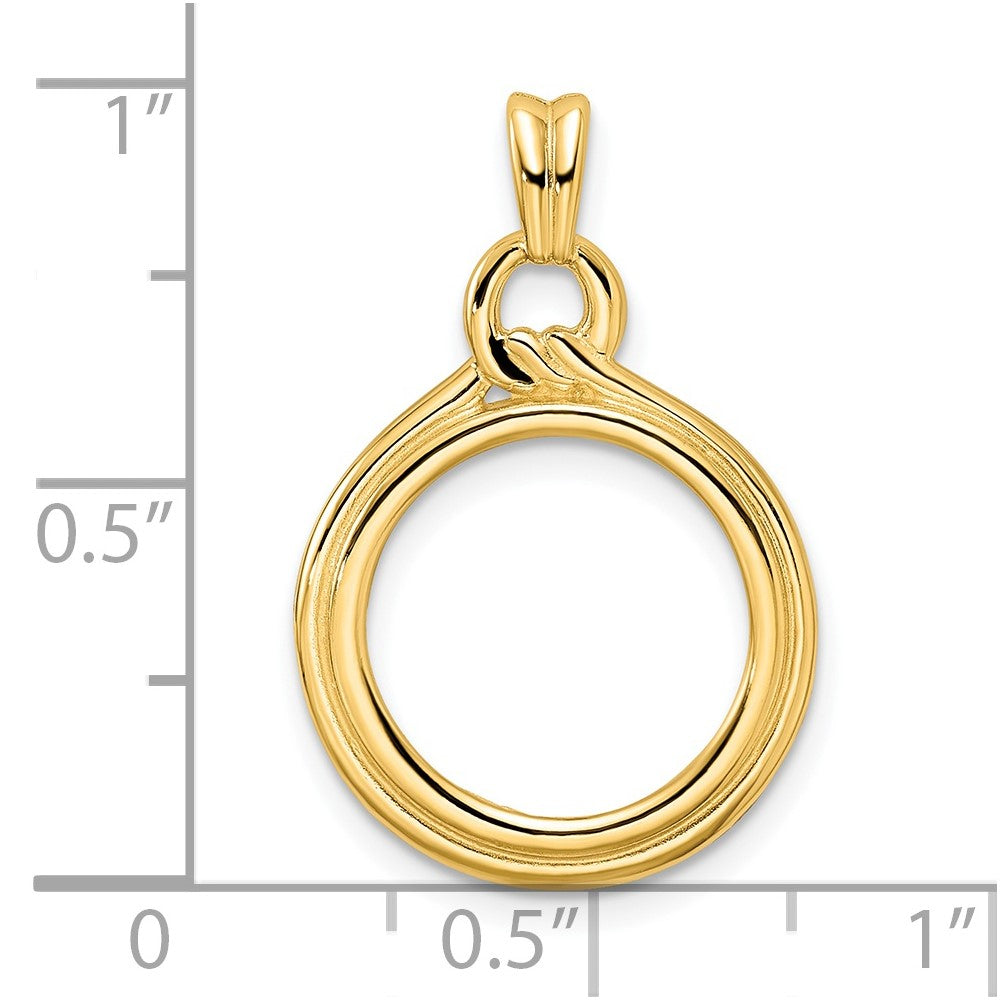 FJC Finejewelers 14 kt Yellow Gold Polished Loop and Knot 14.0mm Prong Coin Bezel Pendant