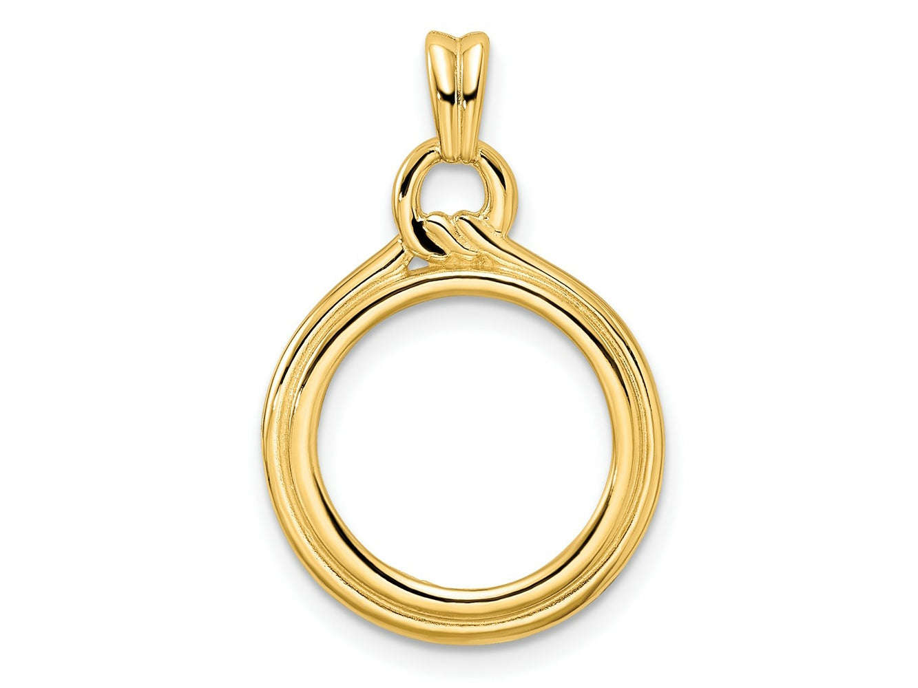 FJC Finejewelers 14 kt Yellow Gold Polished Loop and Knot 14.0mm Prong Coin Bezel Pendant