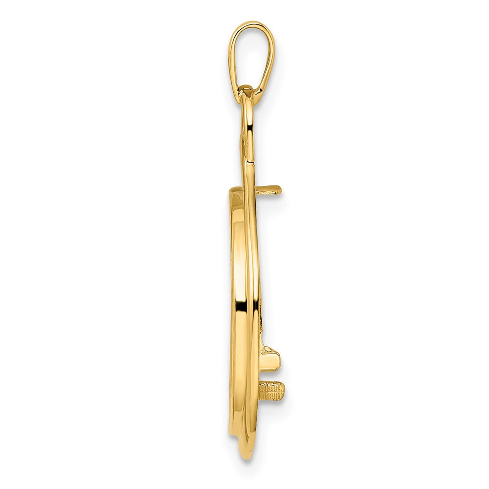 FJC Finejewelers 14 kt Yellow Gold Polished Loop and Knot 16.5mm Prong Coin Bezel Pendant