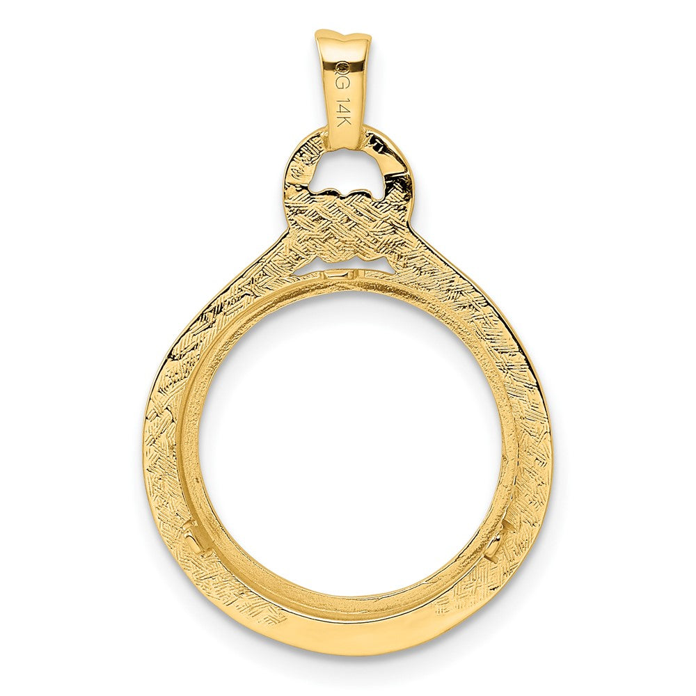 FJC Finejewelers 14 kt Yellow Gold Polished Loop and Knot 16.5mm Prong Coin Bezel Pendant