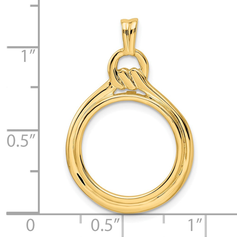 FJC Finejewelers 14 kt Yellow Gold Polished Loop and Knot 16.5mm Prong Coin Bezel Pendant