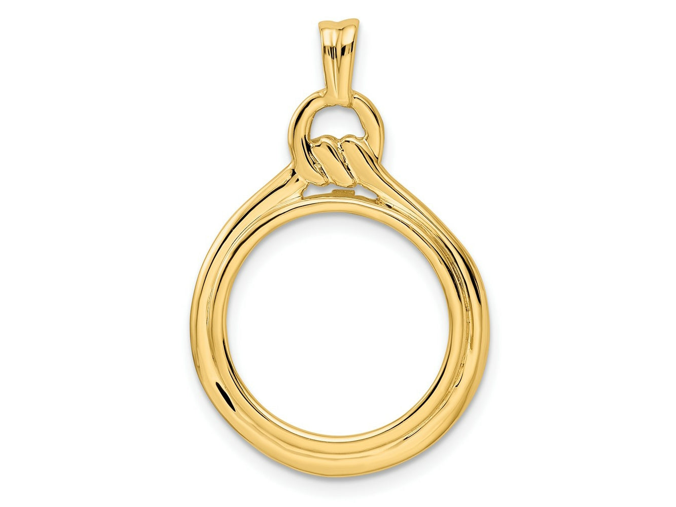 FJC Finejewelers 14 kt Yellow Gold Polished Loop and Knot 16.5mm Prong Coin Bezel Pendant