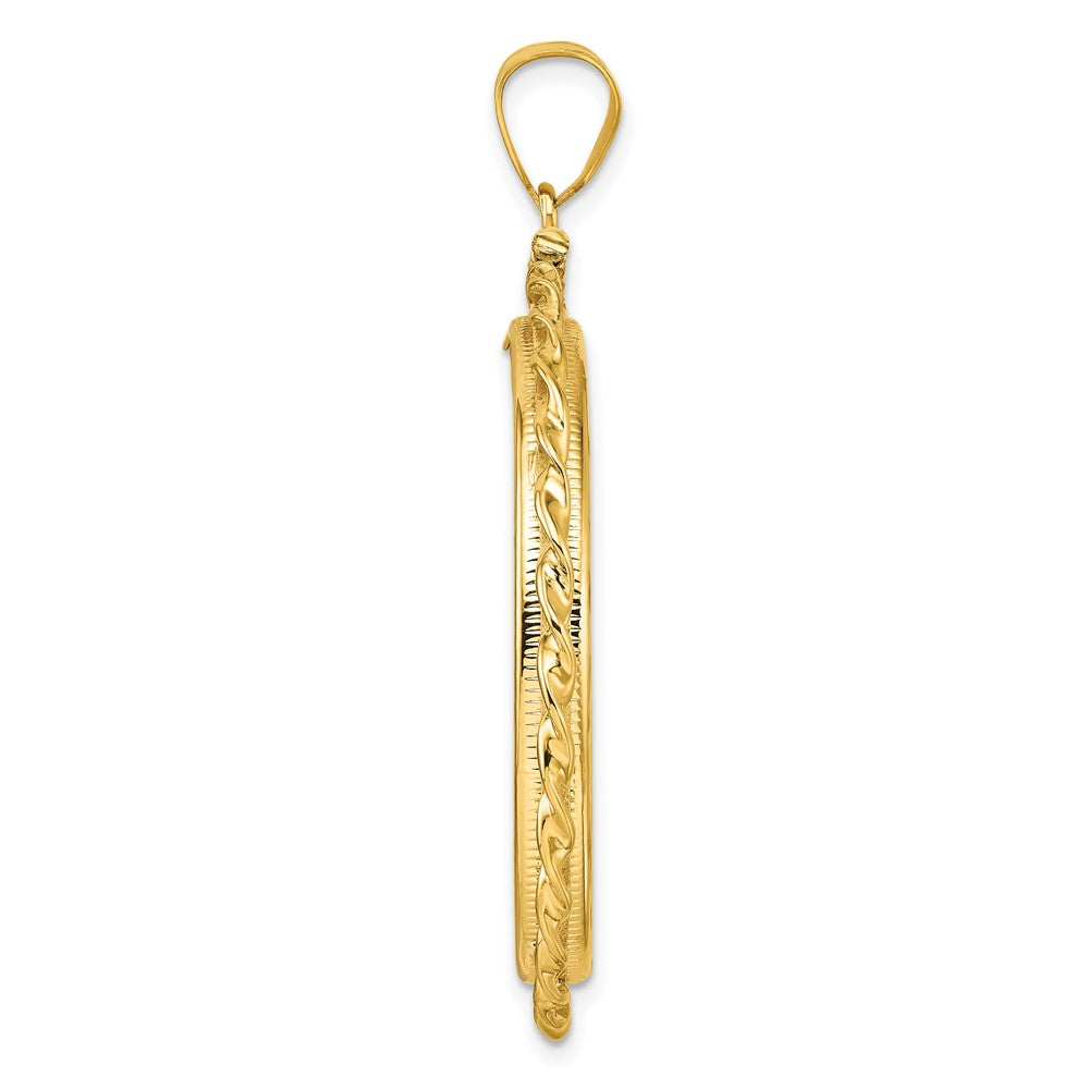 FJC Finejewelers 14 kt Yellow Gold Wide Twisted Wire 32.0mm x 2.85mm Screw Top Coin Bezel Pendant