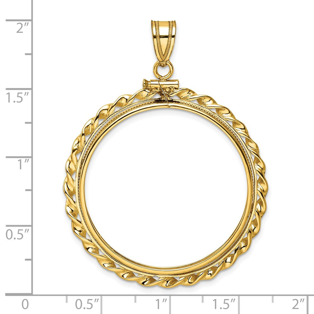 FJC Finejewelers 14 kt Yellow Gold Wide Twisted Wire 32.0mm x 2.85mm Screw Top Coin Bezel Pendant