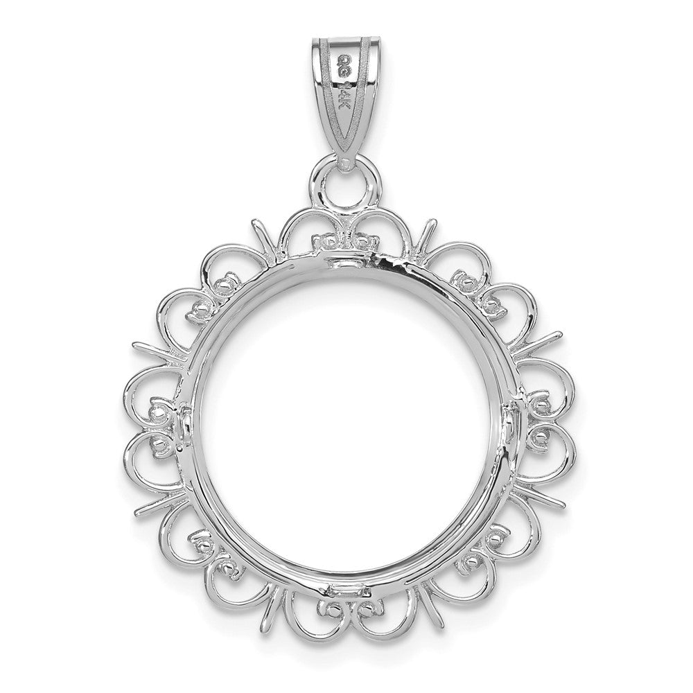 FJC Finejewelers 14 kt White Gold Polished Fancy 16.5mm Prong Coin Bezel Pendant
