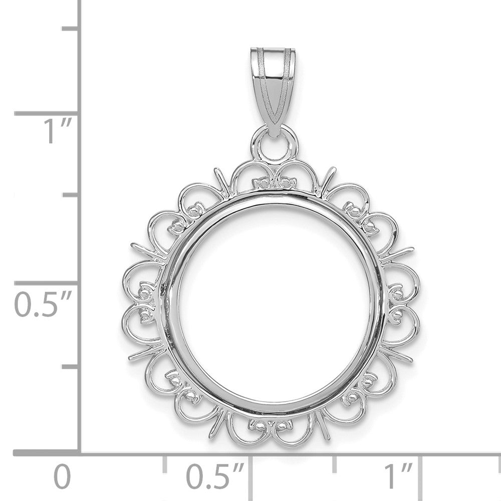 FJC Finejewelers 14 kt White Gold Polished Fancy 16.5mm Prong Coin Bezel Pendant