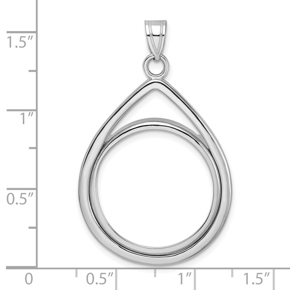 FJC Finejewelers 14 kt White Gold Lightweight Teardrop 22.0mm Prong Coin Bezel Pendant