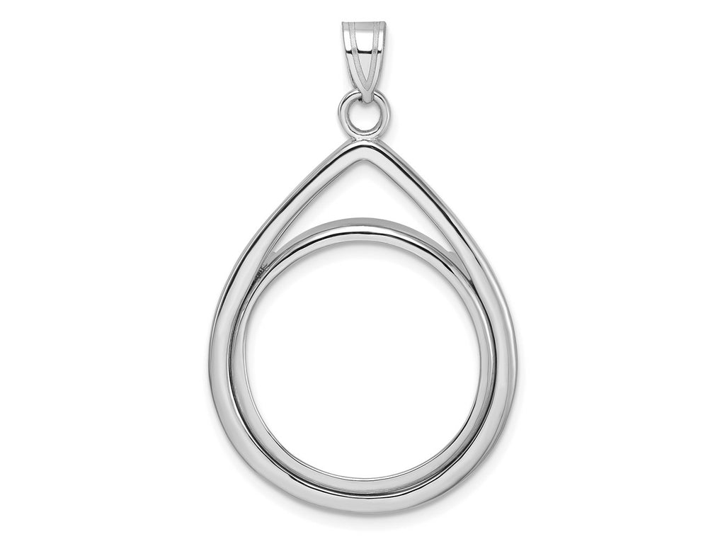 FJC Finejewelers 14 kt White Gold Lightweight Teardrop 22.0mm Prong Coin Bezel Pendant