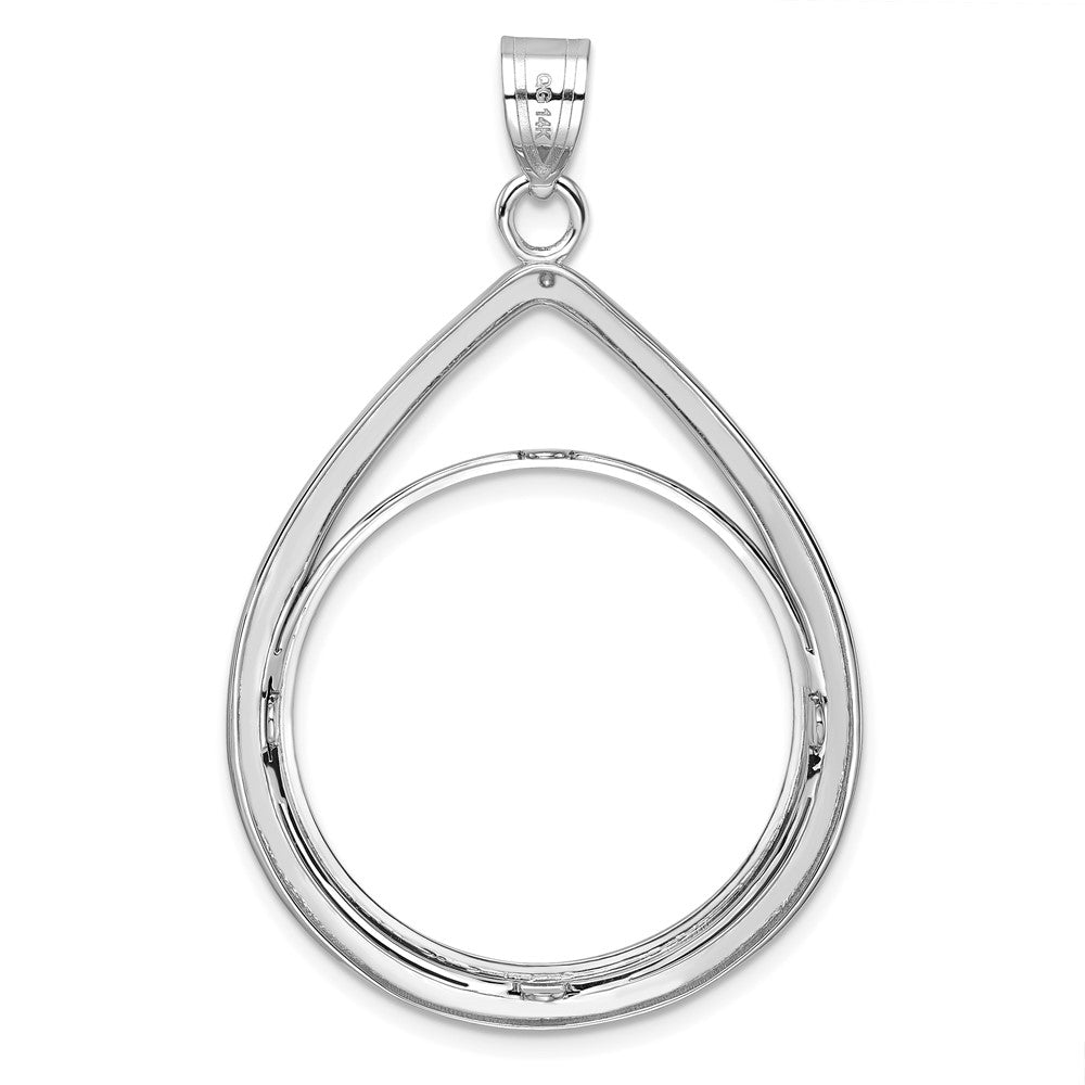 FJC Finejewelers 14 kt White Gold Lightweight Teardrop 27.0mm Prong Coin Bezel Pendant