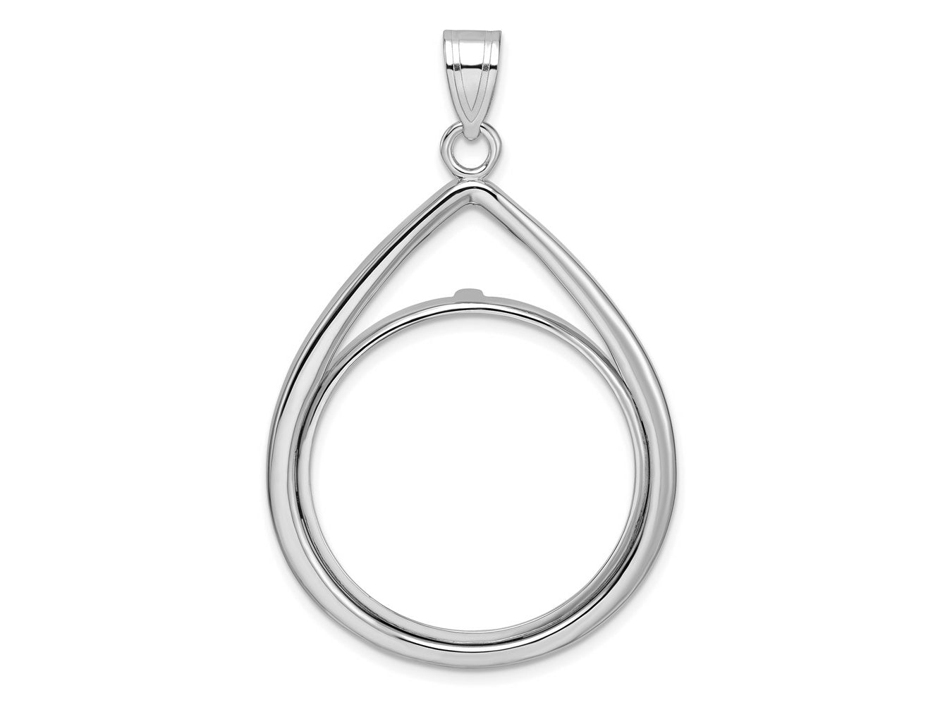 FJC Finejewelers 14 kt White Gold Lightweight Teardrop 27.0mm Prong Coin Bezel Pendant