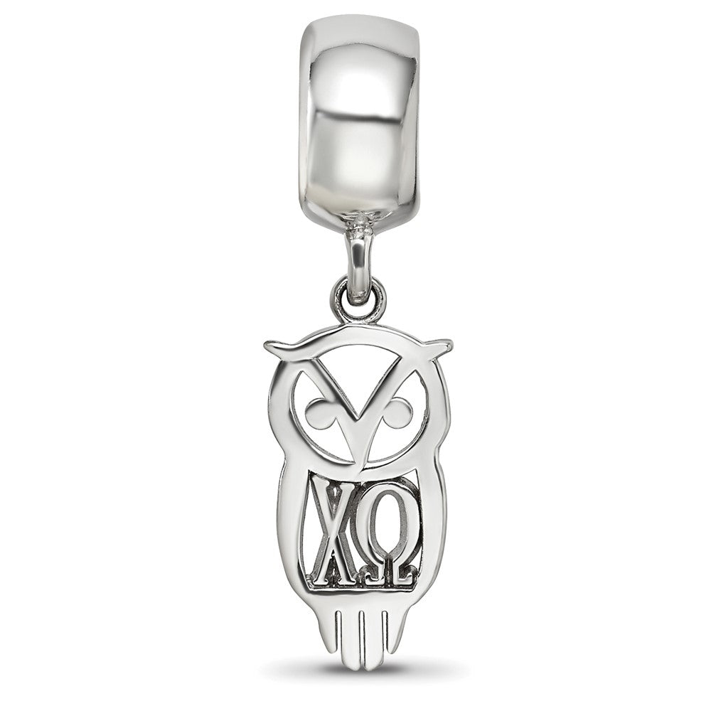 LogoArt 925 Sterling Silver Rhodium Plated Chi Omega Own Charm on Bead