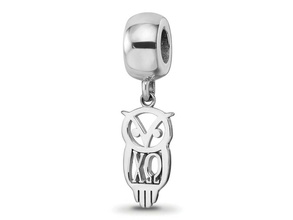 LogoArt 925 Sterling Silver Rhodium Plated Chi Omega Own Charm on Bead