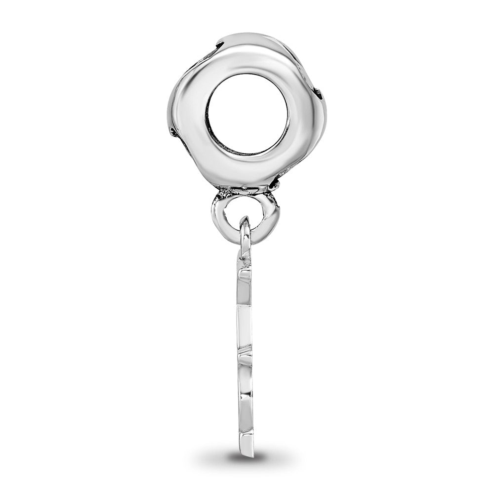 LogoArt 925 Sterling Silver Rhodium Plated Chi Omega Vertical Letters Heart Bead