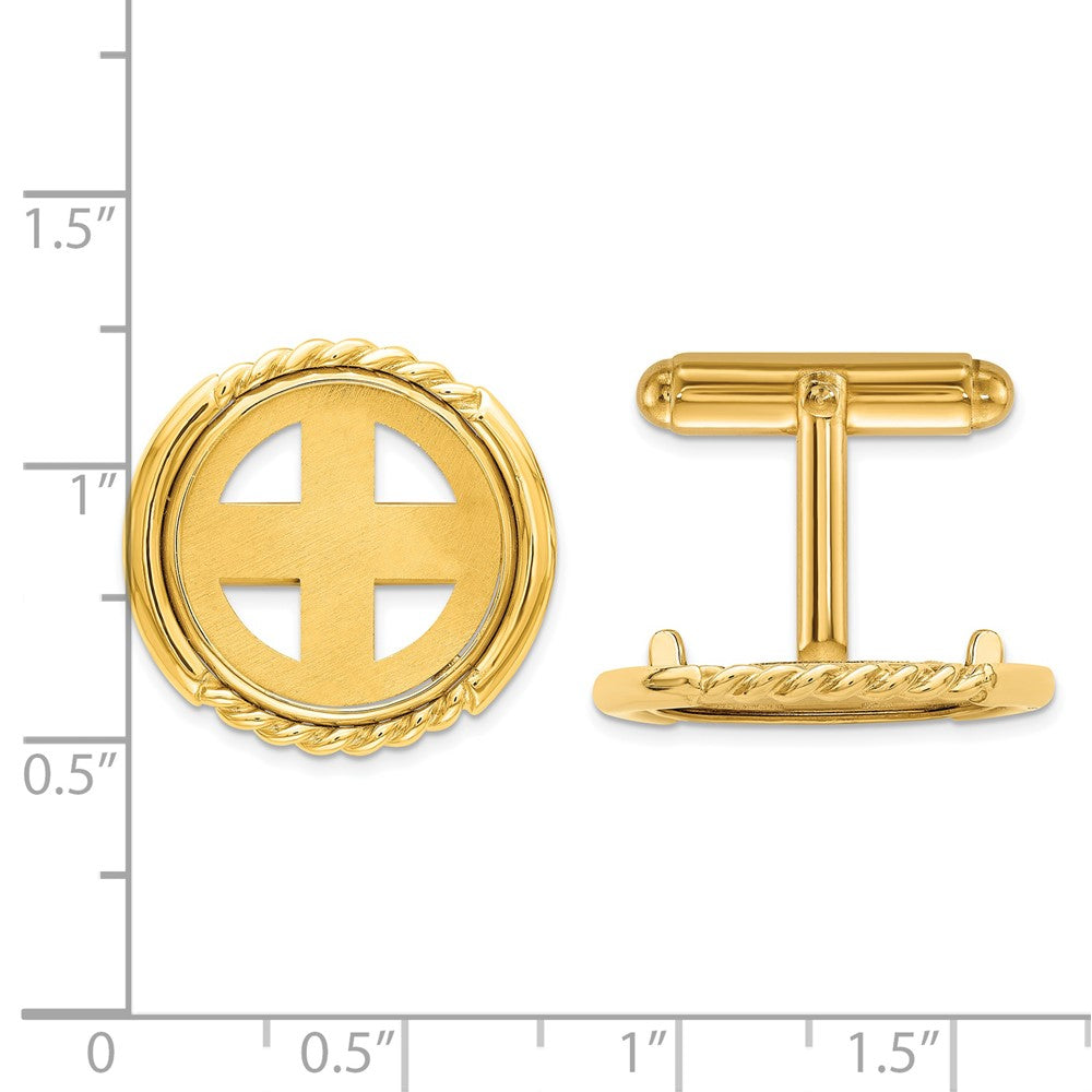 FJC Finejewelers 14 kt Yellow Gold Men's Bright and Twisted 16.5mm Coin Bezel Cuff Links