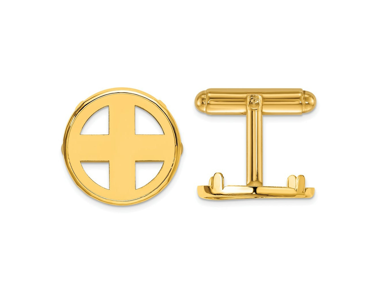 FJC Finejewelers 14 kt Yellow Gold Men's Polished Classic 16.5mm Coin Bezel Cuff Links