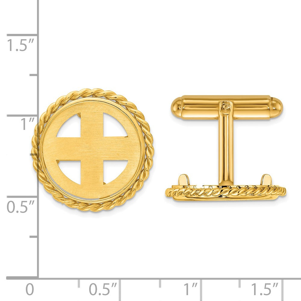 FJC Finejewelers 14 kt Yellow Gold Men's Polished Twisted Wire 16.5mm Coin Bezel Cuff Links