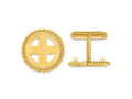 FJC Finejewelers 14 kt Yellow Gold Men's Polished Twisted Wire 17.8mm Coin Bezel Cuff Links