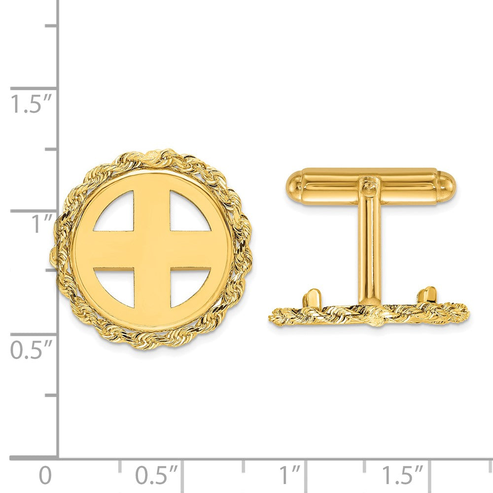 FJC Finejewelers 14 kt Yellow Gold Men's Polished Rope 16.5mm Coin Bezel Cuff Links