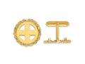 FJC Finejewelers 14 kt Yellow Gold Men's Polished Rope 16.5mm Coin Bezel Cuff Links