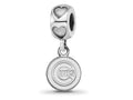 LogoArt 925 Sterling Silver Rhodium Plated Chicago Cubs C Heart MLB Bead 24 x 10 mm