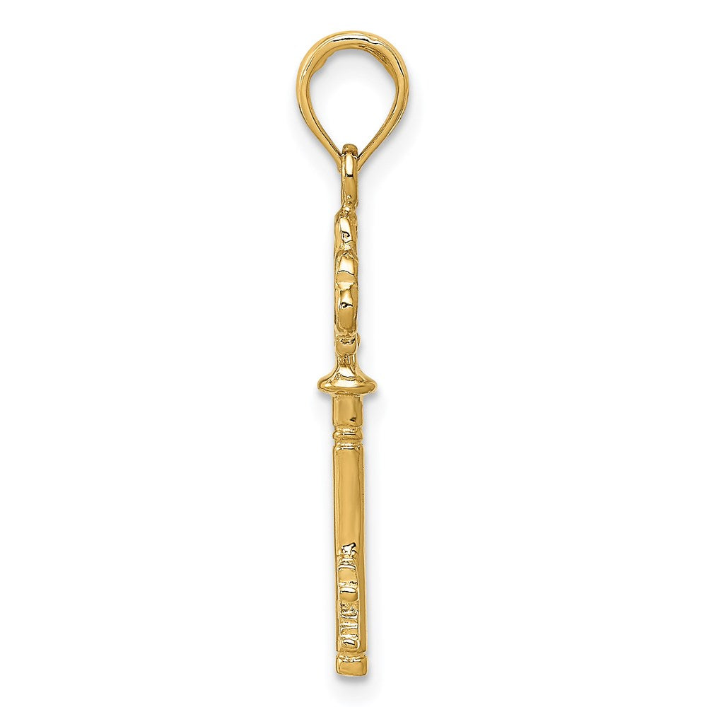 FJC Finejewelers 14 kt Yellow Gold Polished 3-D Hearts Key Charm 27 x 9 mm