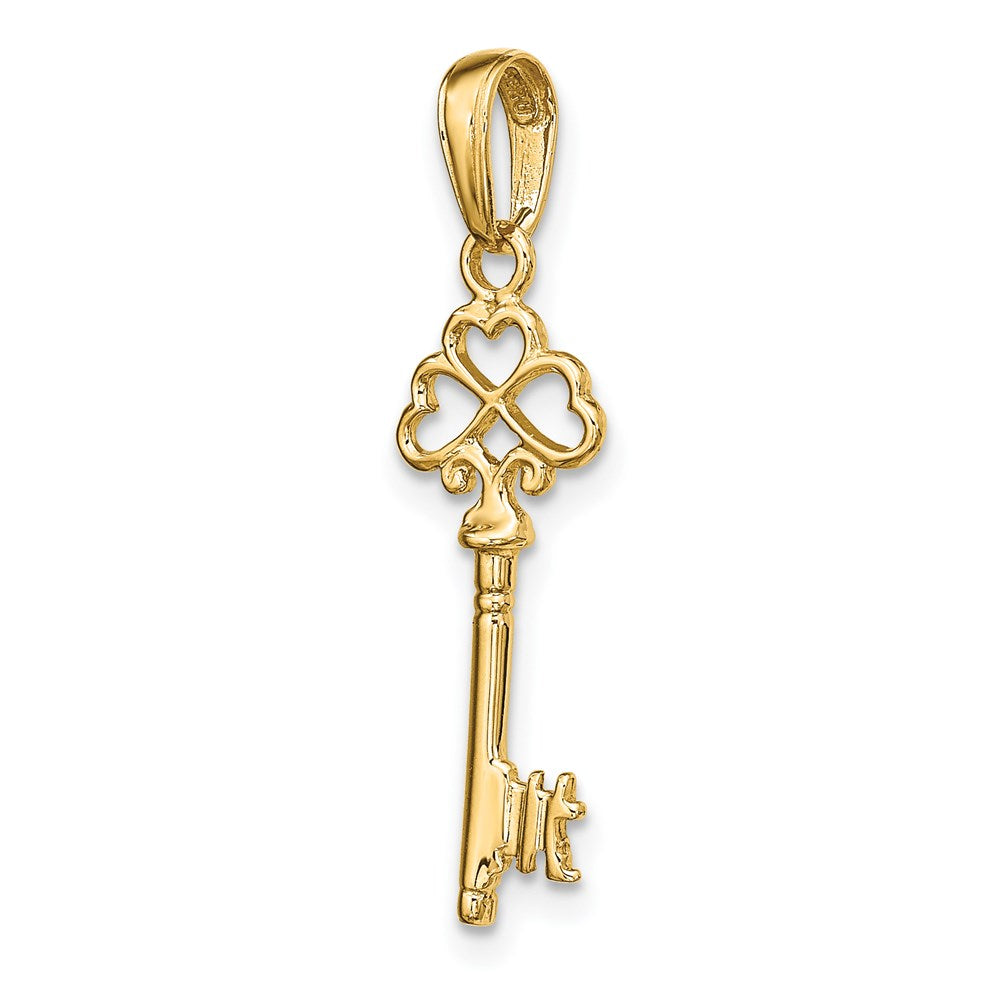 FJC Finejewelers 14 kt Yellow Gold Polished 3-D Hearts Key Charm 27 x 9 mm