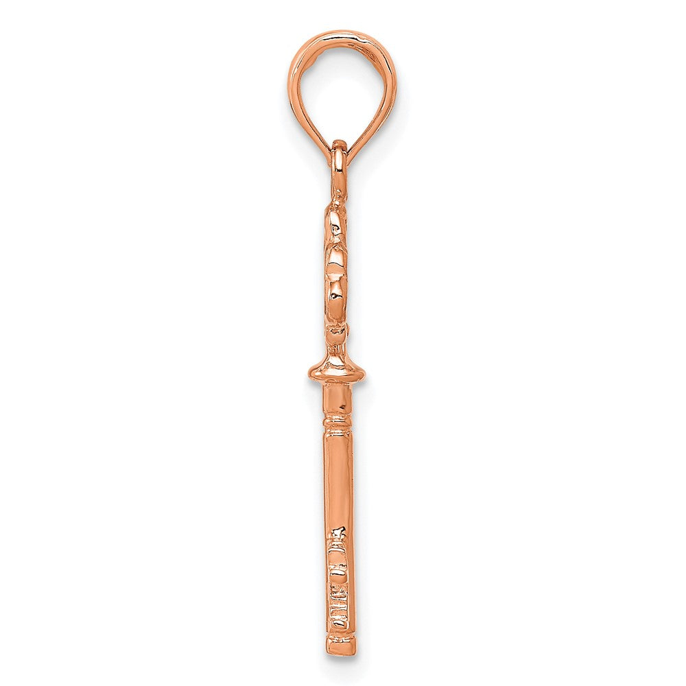 FJC Finejewelers 14 kt Rose Gold Polished 3-D Hearts Key Charm 7 mm