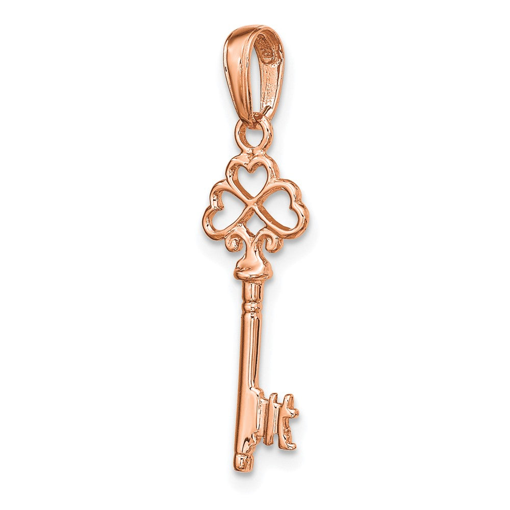 FJC Finejewelers 14 kt Rose Gold Polished 3-D Hearts Key Charm 7 mm