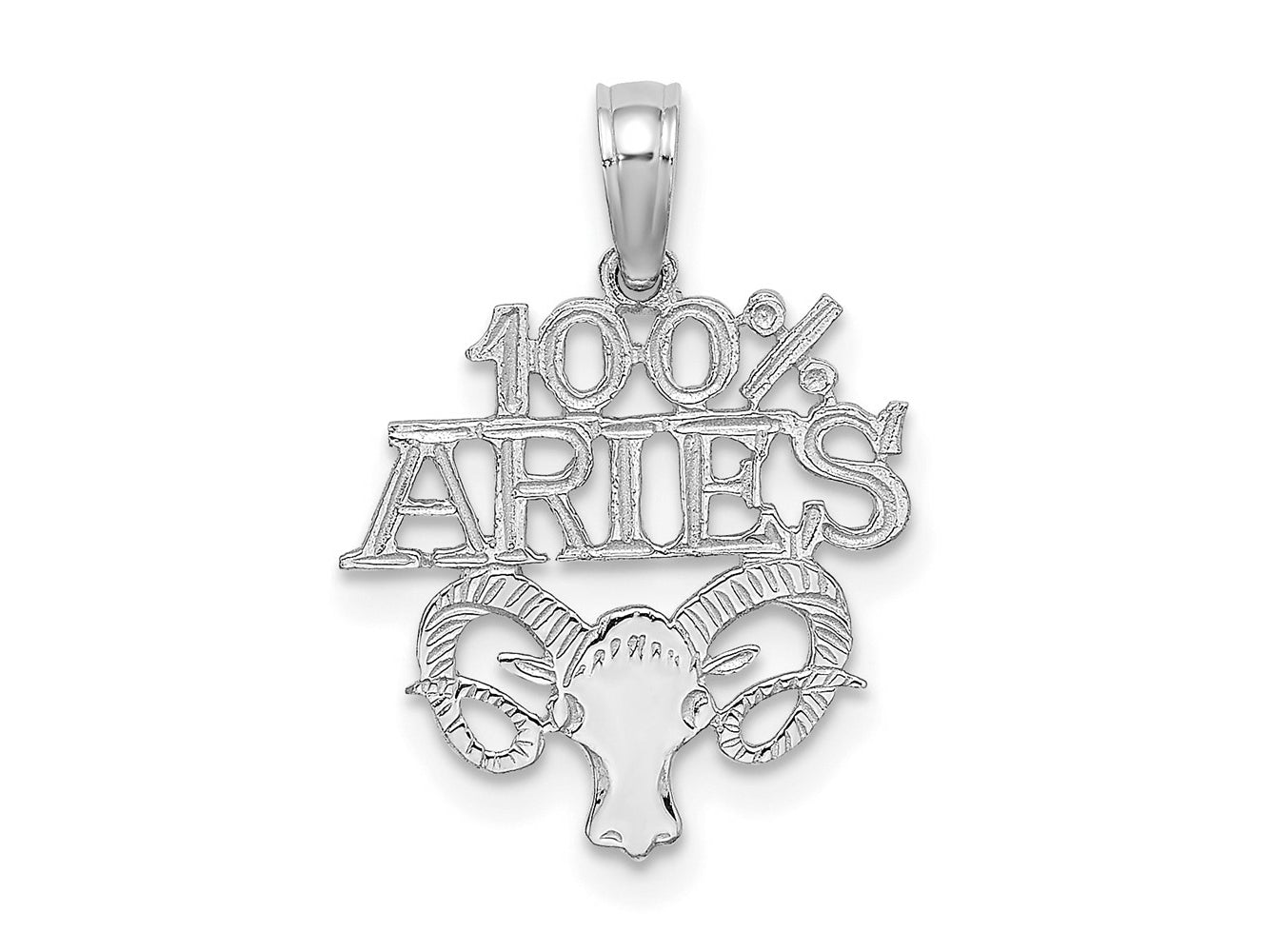 FJC Finejewelers 14 kt White Gold WG 100% ARIES Zodiac Charm 19 x 14 mm