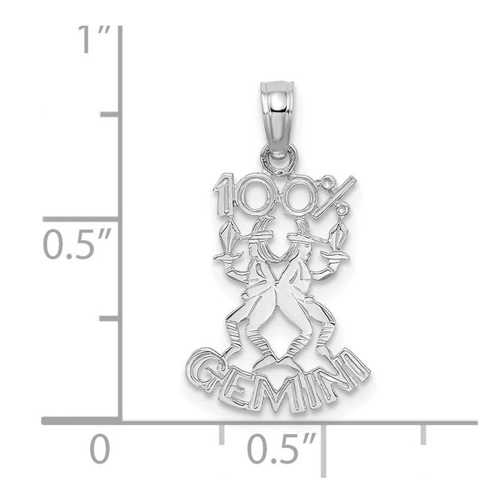 FJC Finejewelers 14 kt White Gold WG 100% GEMINI Zodiac Charm 19 x 119 mm