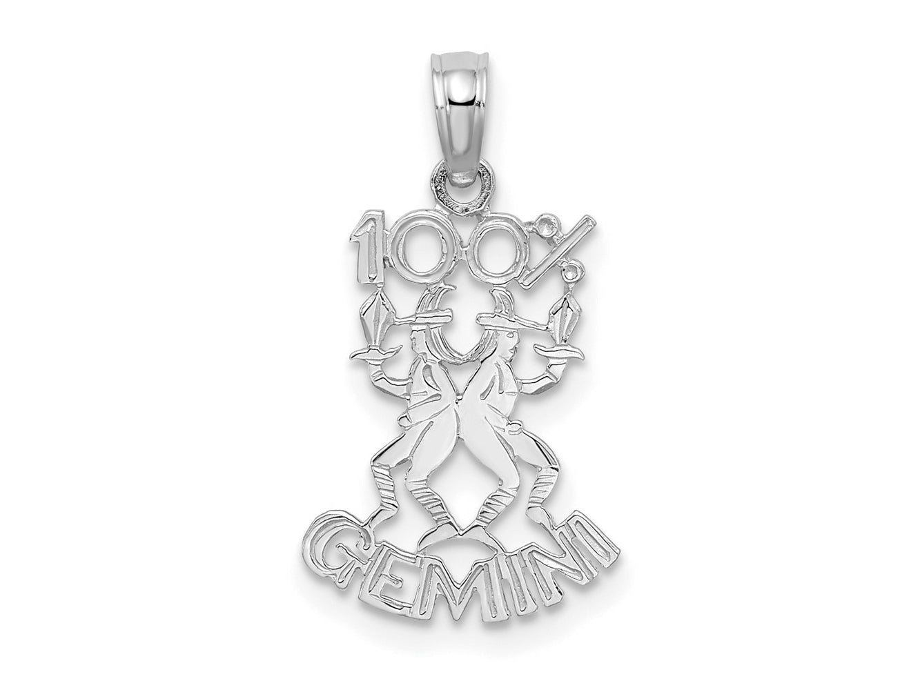 FJC Finejewelers 14 kt White Gold WG 100% GEMINI Zodiac Charm 19 x 119 mm