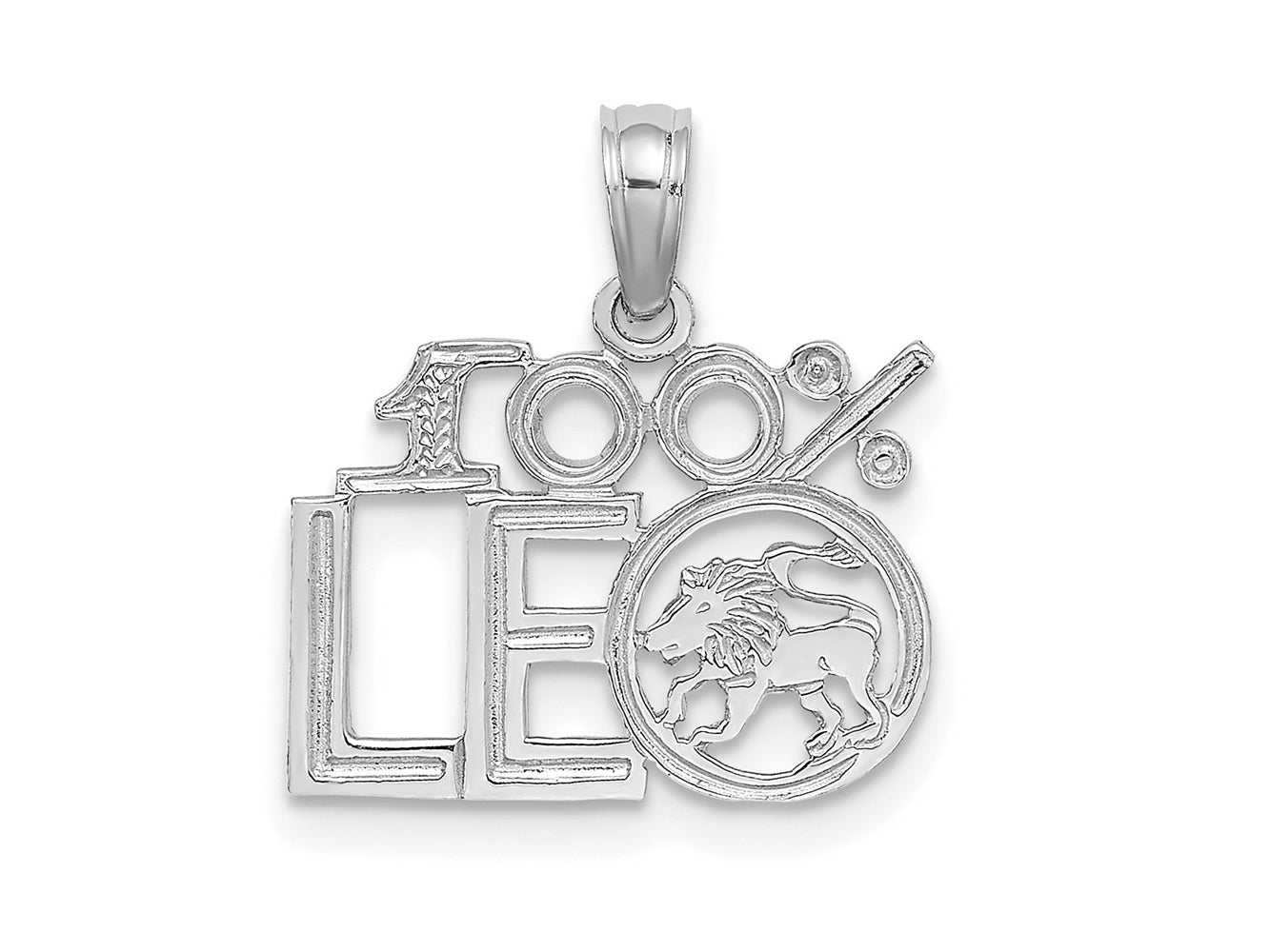 FJC Finejewelers 14 kt White Gold WG 100% LEO Zodiac Charm 14 x 15 mm